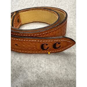 Vintage Western Basketweave Tooled Leather Belt | Custom CC Initials